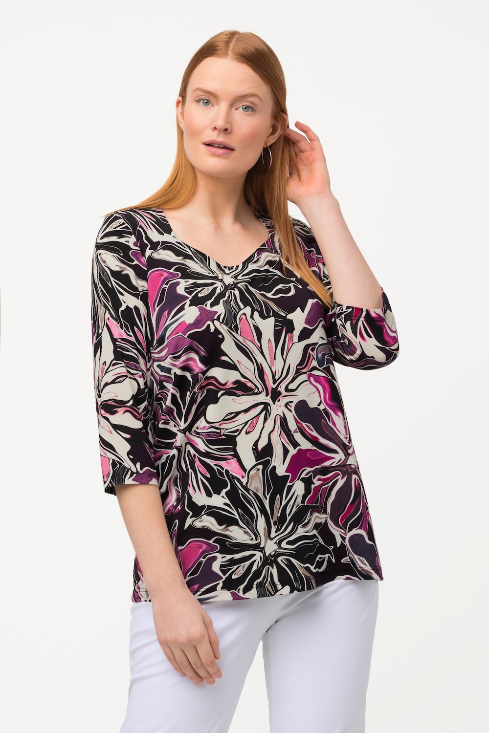 Grote Maten slinky shirt, Dames, zwart, Maat: 46/48, Viscose, Ulla Popken