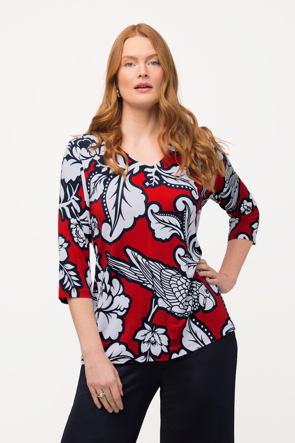 Grote Maten slinky shirt, Dames, rood, Maat: 50/52, Viscose, Ulla Popken