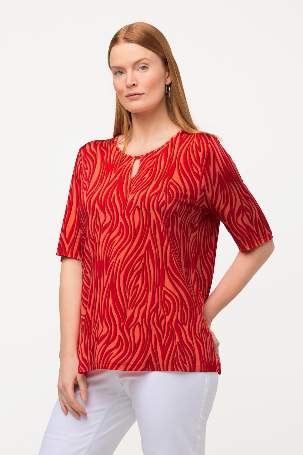 Grote Maten slinky shirt, Dames, rood, Maat: 46/48, Viscose, Ulla Popken