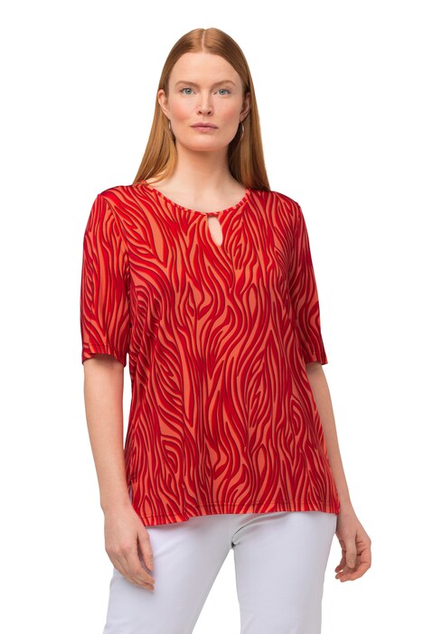 Slinky tričko, vlny, A střih, kulatý výstřih, rozparek, krátké rukávy