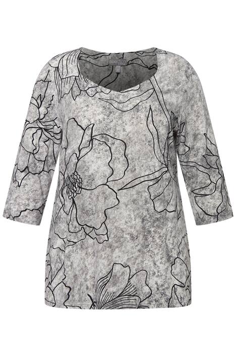 Slinky tričko, potisk, Classic, srdcový výstřih, 3/4 rukávy