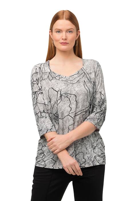 Slinky tričko, potisk, Classic, srdcový výstřih, 3/4 rukávy