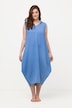 longline tuniek, mousseline, capuchon, V-hals, mouwloos