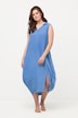 longline tuniek, mousseline, capuchon, V-hals, mouwloos