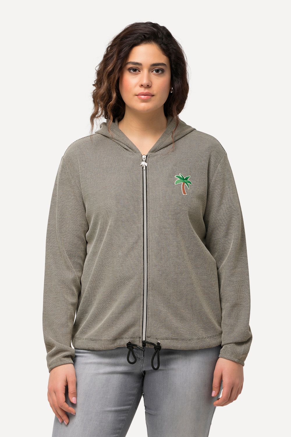 Große Größen Sweatjacke, Damen, schwarz, Größe: 46/48, Baumwolle/Polyester, Ulla Popken