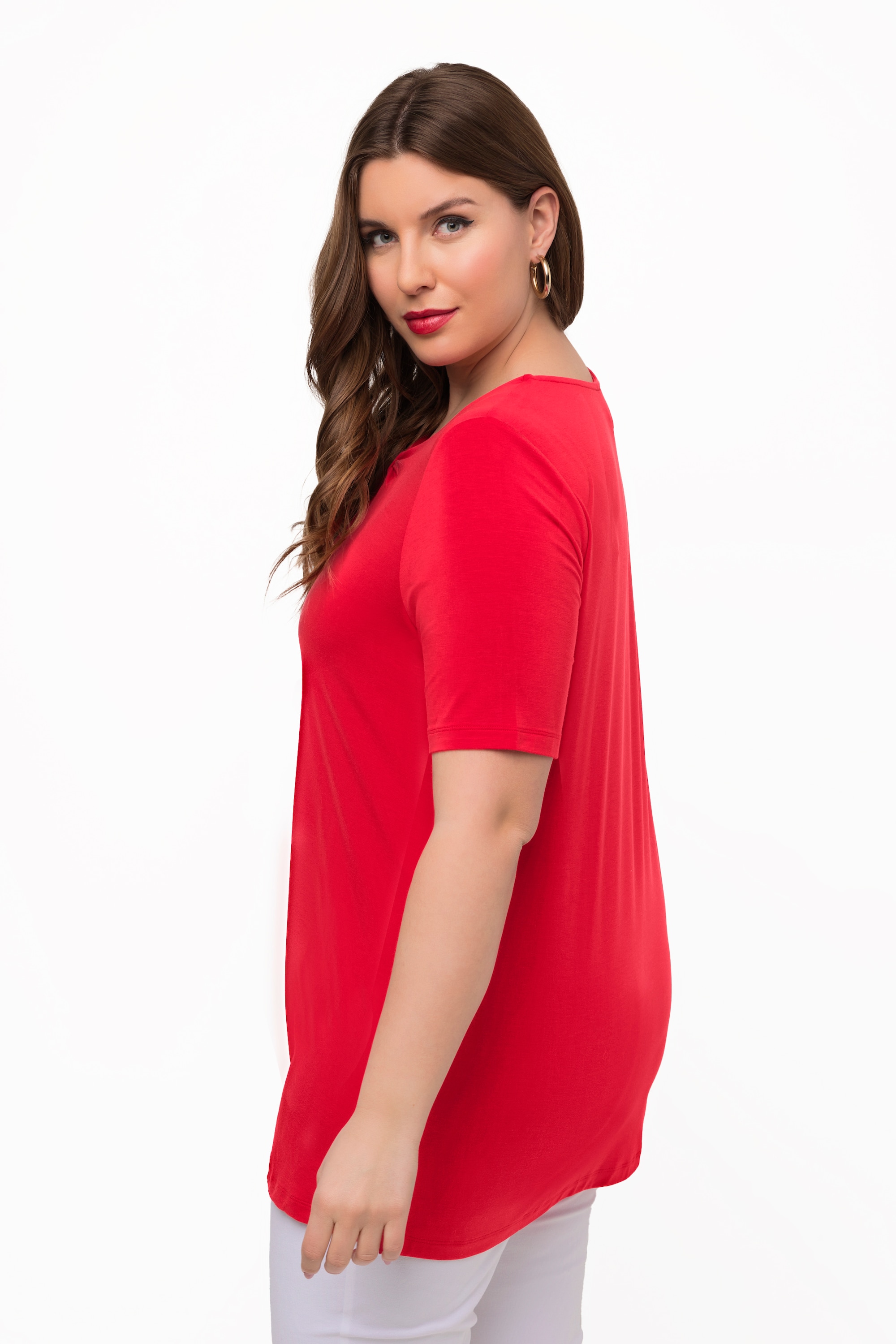 Ulla Popken Damen große Größen T Shirt Zierschleife Rundhals Halbarm