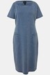 Dresowa sukienka midi, imitacja dżinsu, dekolt karo, rękaw 1/2