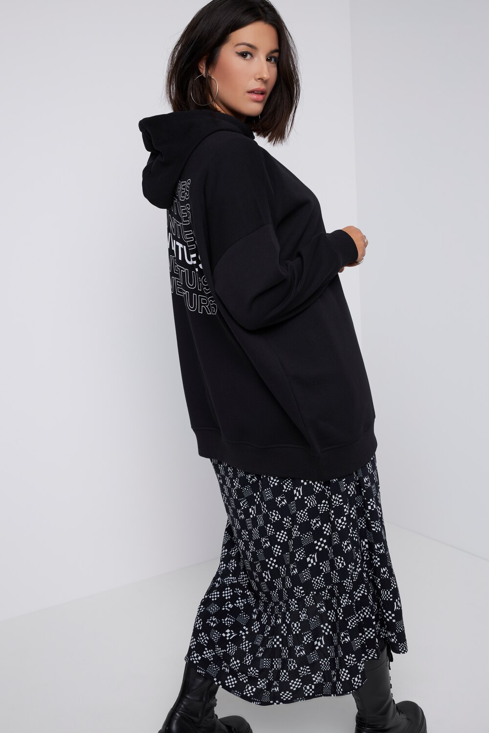 Grote Maten hoodie, Dames, zwart, Maat: 54/56, Katoen/Polyester, Studio Untold
