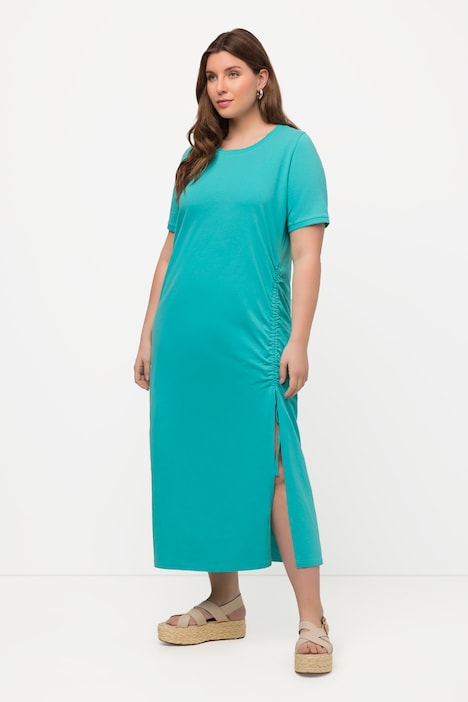 Adjustable Gathered Short Sleeve Scoop Neck Dress | Midi Dresses | Dresses
