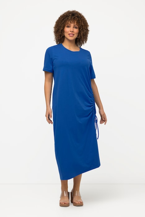 Adjustable Gathered Short Sleeve Scoop Neck Dress | Midi Dresses | Dresses