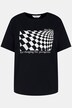 T-shirt, oversized, motyw szachownicy, okrągły dekolt, rękaw 1/2