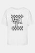 T-shirt, oversized, schaakbord motief, ronde hals, korte mouwen