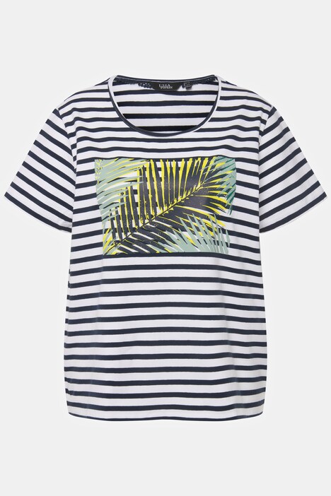 Palm Print Relaxed Fit Striped Short Sleeve Tee