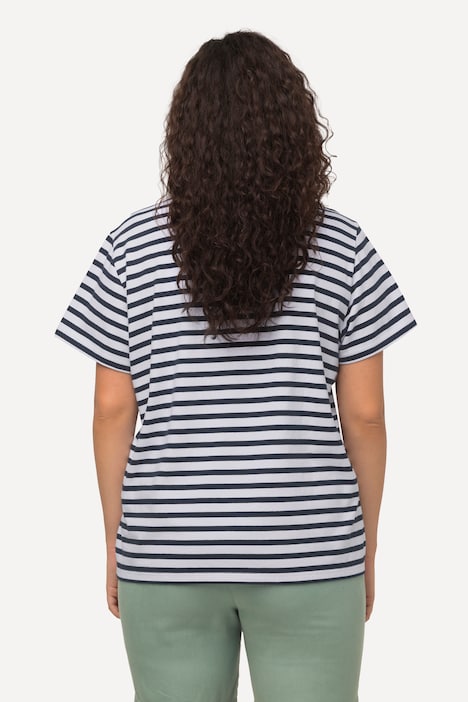 Palm Print Relaxed Fit Striped Short Sleeve Tee