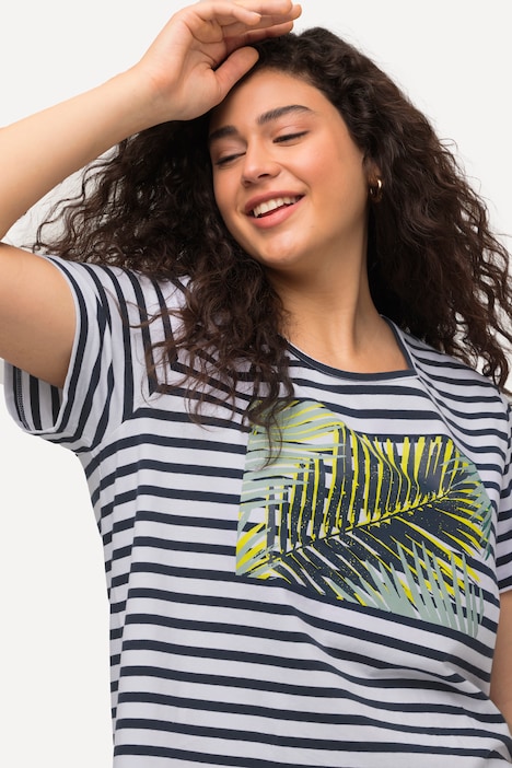 Palm Print Relaxed Fit Striped Short Sleeve Tee
