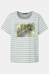 T-shirt, prążki, palma, okrągły dekolt, rękaw 1/2