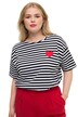 Pruhované tričko, oversize, neonové srdce, kulatý výstřih, krátké rukávy