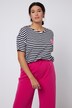 Koszulka w paski, oversize, neonowy nadruk z serduszkiem, okrągły dekolt, rękaw 1/2