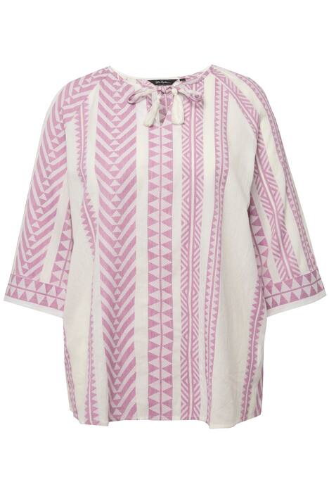 Tunika, žakárové pruhy, tunikový výstřih, 3/4 rukávy