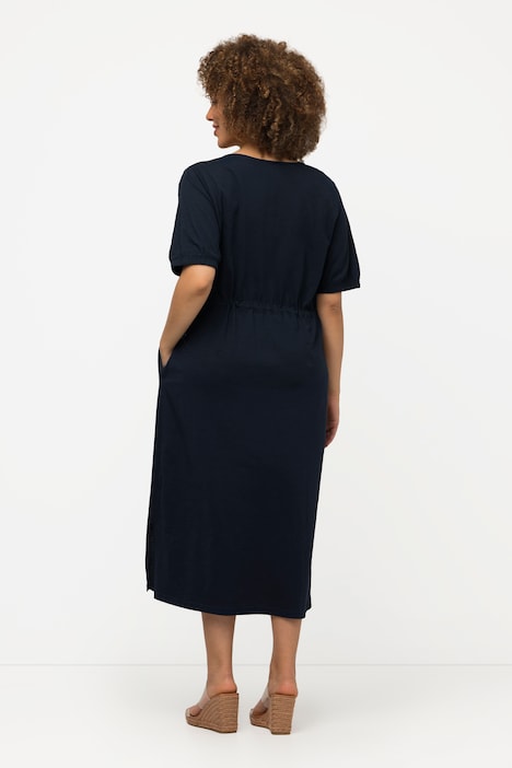 Short Sleeve Drawstring Waist Dress | Midi Dresses | Dresses