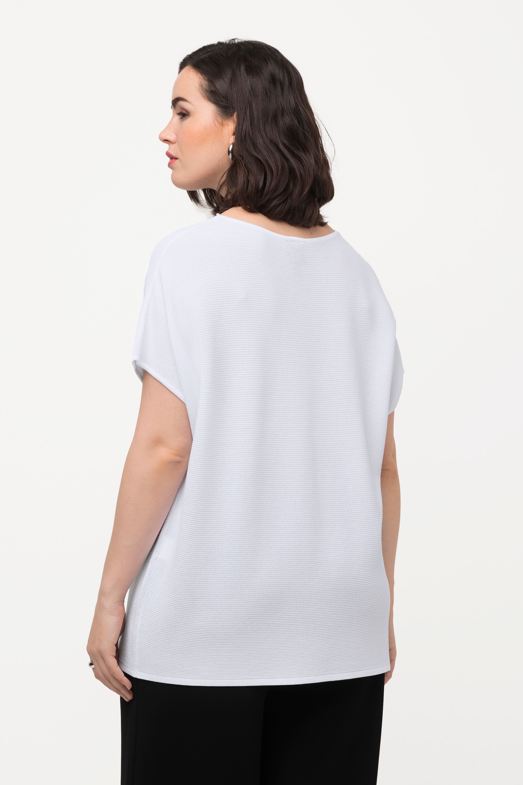 Ulla Popken Damen große Größen Pullover Waffelstruktur Oversized Rundhals