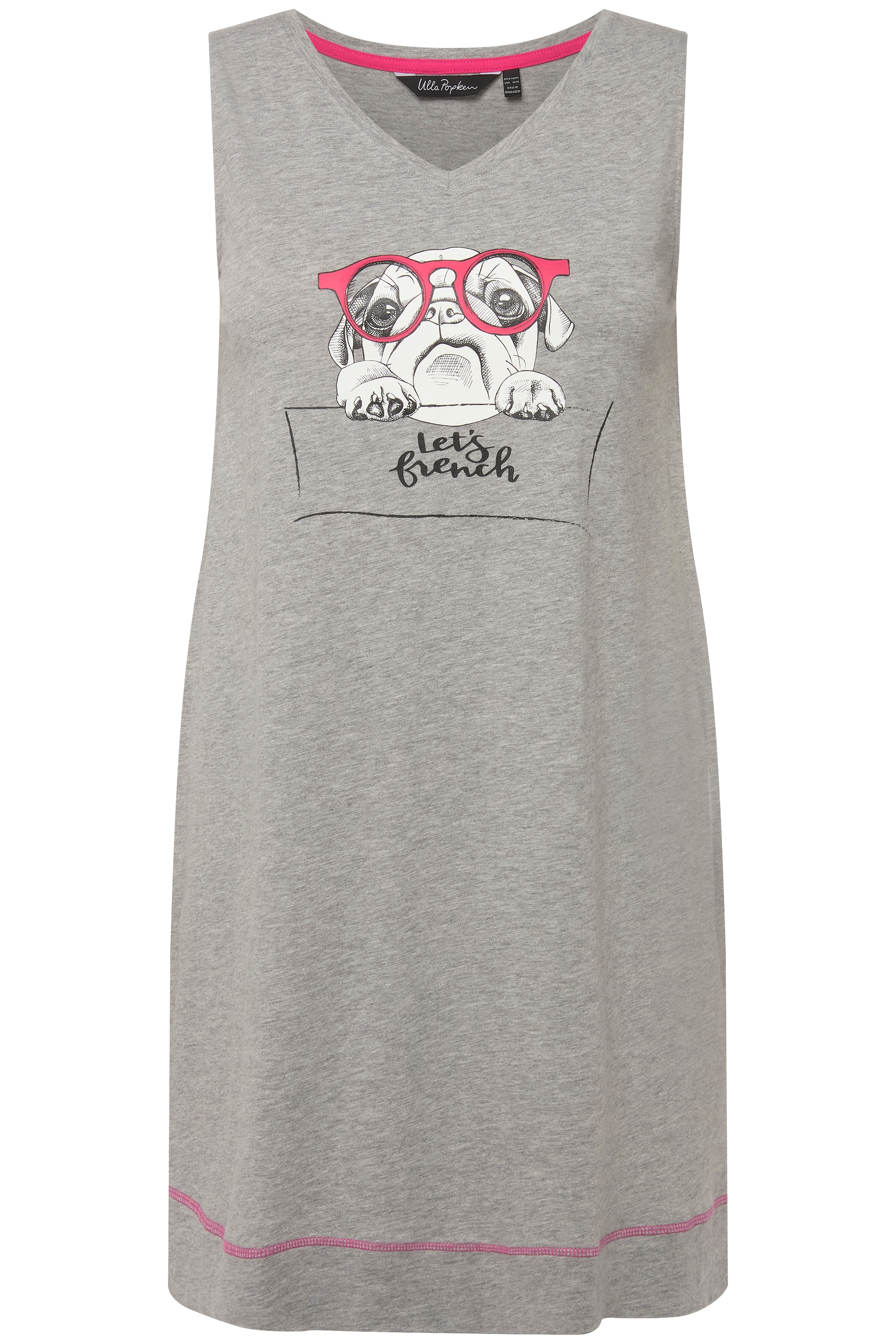 Ulla Popken Damen große Größen Longtop Hund V Ausschnitt ärmellos 816998