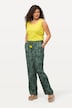 Spodnie wciągane Rose, liście, szeroka nogawka, elastyczny pas