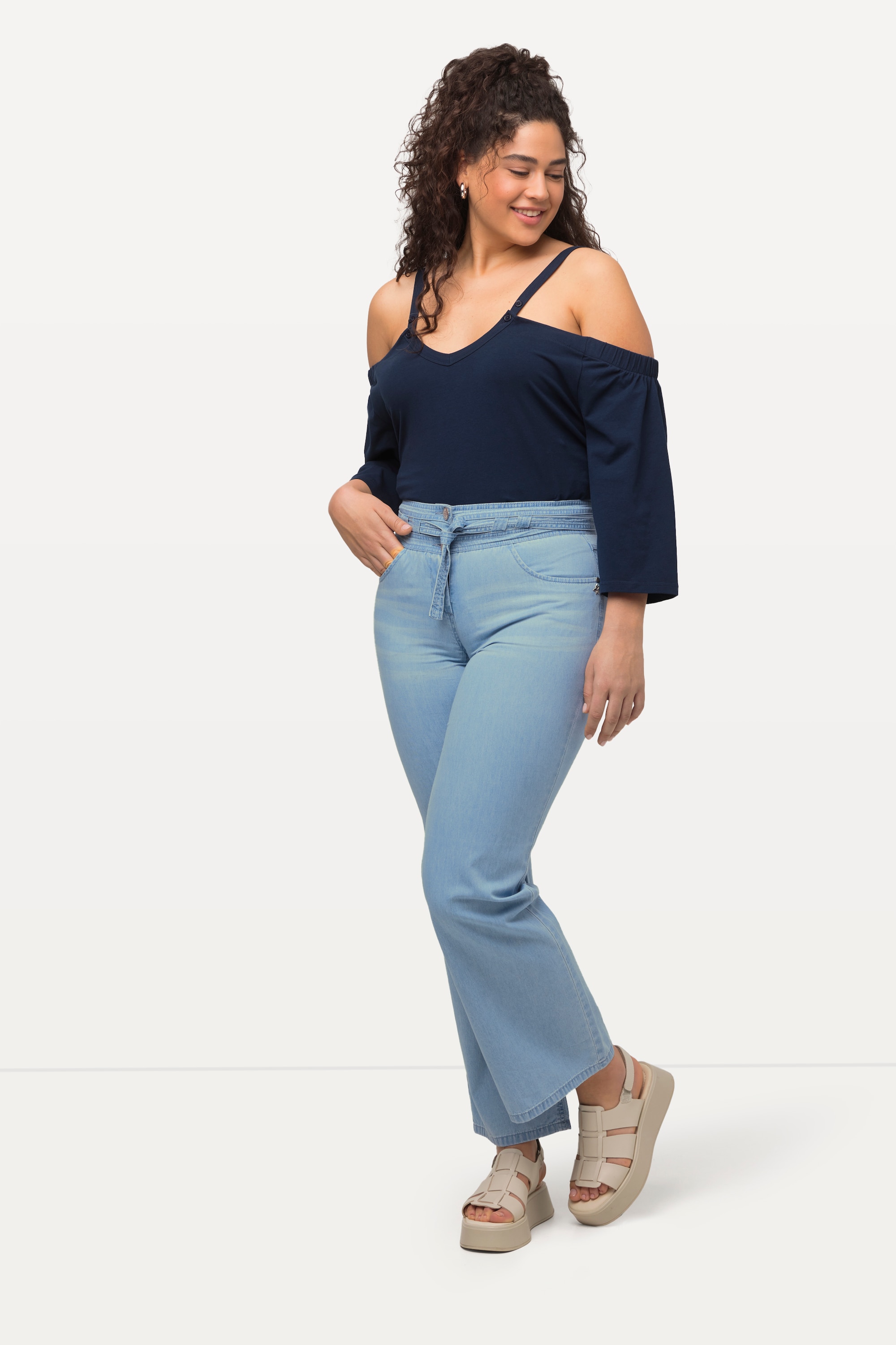 Ulla Popken Damen große Größen Jeans Mary ausgestelltes Bein Elastikbund