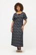Geometric Turtle Print Short Sleeve Cold Shoulder Dress