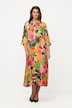 3/4 Sleeve Button Down Fruit Print Dress