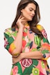 3/4 Sleeve Button Down Fruit Print Dress