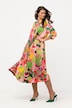 3/4 Sleeve Button Down Fruit Print Dress