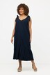 Midikleid, Träger zum Binden, A-Linie, Volant, ärmellos