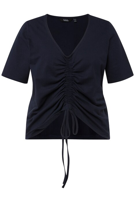 Tričko, řasící stuhy, Slim střih výstřih do V, krátké rukávy