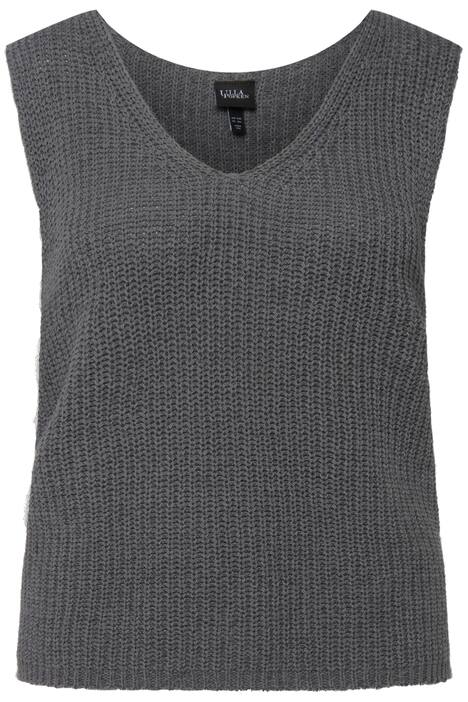 Svetr bez rukávů, stužkový úplet, výstřih do V, bez rukávů