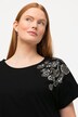 T-shirt, haft z koralikami, krój oversize, okrągły dekolt, rękaw 1/2