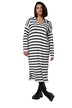 Úpletové šaty, rovný střih, proužky, polo límeček, dlouhé rukávy
