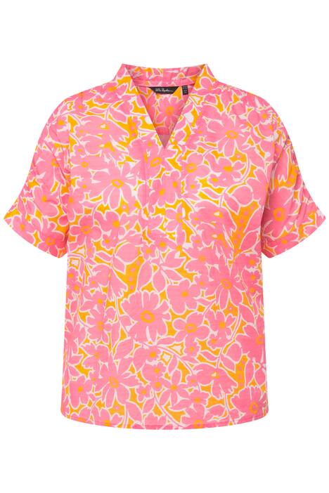 Halenka, oversize, výstřih do V, krátké rukávy