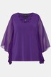 T-shirt, szyfonowe rękawy 3/4, wycięcia, okrągły dekolt