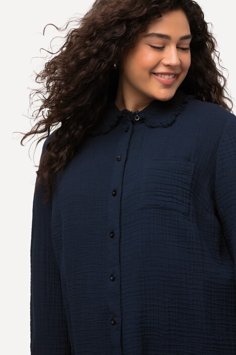 Raw Edge Long Sleeve Muslin Shirt