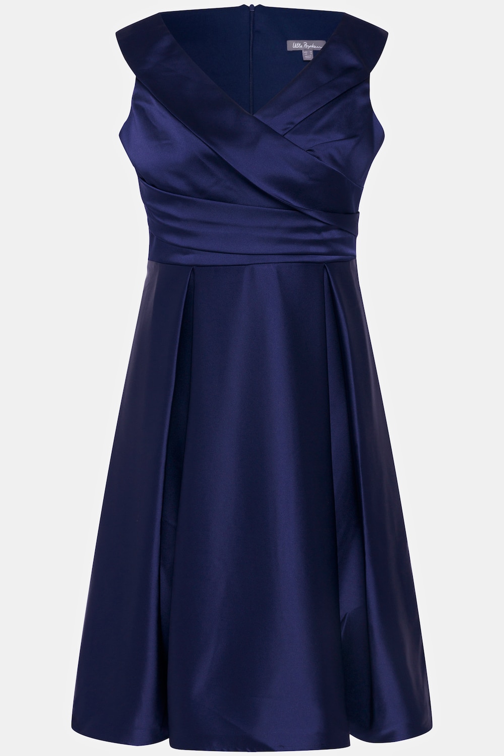 Abendkleid, A-Linie, drapiert, V-Ausschnitt, ärmellos