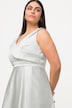 Abendkleid, A-Linie, drapiert, V-Ausschnitt, ärmellos