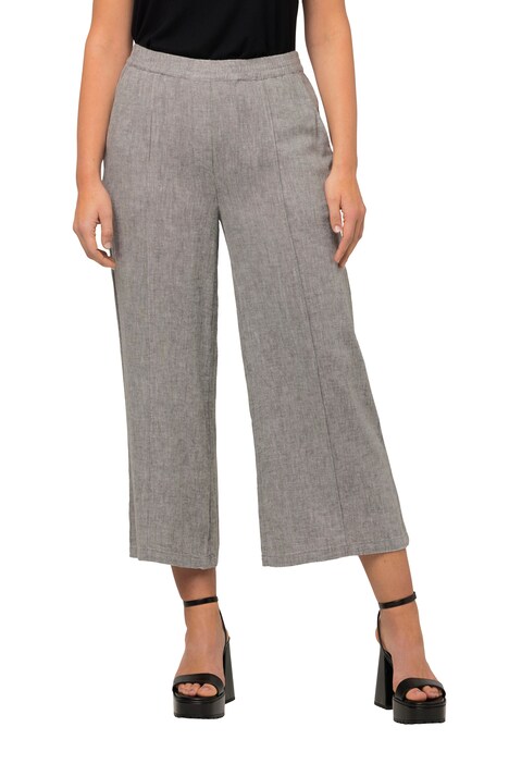 7/8 kalhoty, lněná směs, elastický pas, široké nohavice