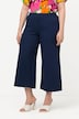 Pantalones con diseño crop, mezcla de lino, cintura elástica, pernera ancha