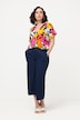 Pantalones con diseño crop, mezcla de lino, cintura elástica, pernera ancha