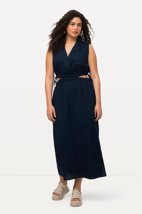 Lapel Collar Sleeveless Maxi Dress