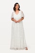 Brautkleid, Stickerei, Empirenaht, V-Ausschnitt, 3/4-Arm