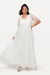 Brautkleid, Stickerei, Empirenaht, V-Ausschnitt, 3/4-Arm