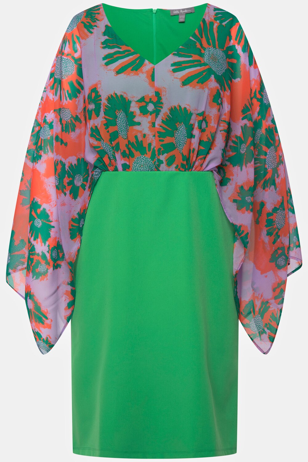 Stora storlekar Midiklänning, Dam, grön, storlek: 58/60, Polyester/Elastan, Ulla Popken