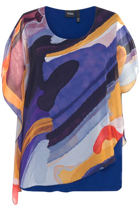 Halenka, dvouvrstvá, grafický potisk, kulatý výstřih, krátké rukávy